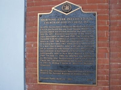 Morning Star Institutional Church of God in Christ, Inc. Marker. Click for full size. Morning Star Institutional Church of God in Christ, Inc. Marker image. Click for full size.