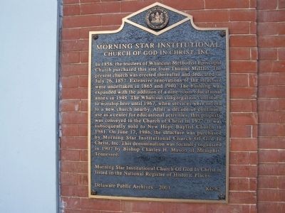 Morning Star Institutional Church of God in Christ, Inc. Marker image. Click for full size.