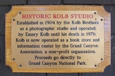 Historic Kolb Studio Marker. Click for full size. Historic Kolb Studio Marker image. Click for full size.