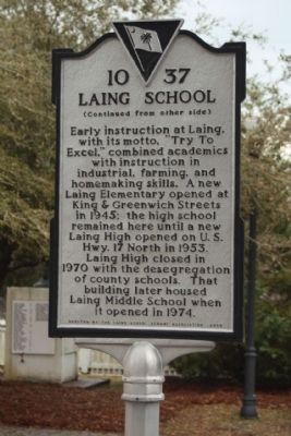 Laing School Marker, reverse side image. Click for full size.