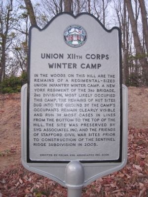 Union XIIth Corps Winter Camp Marker image. Click for full size.