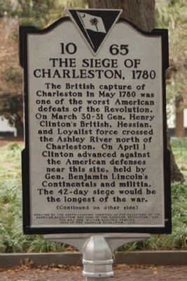 The Siege of Charleston, 1780 Marker image. Click for full size.