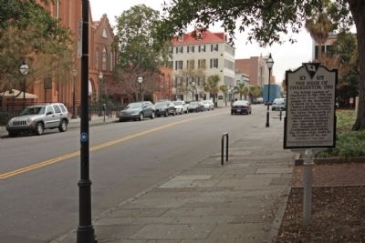 The Siege of Charleston, 1780 Marker, looking north along King Street image. Click for full size.