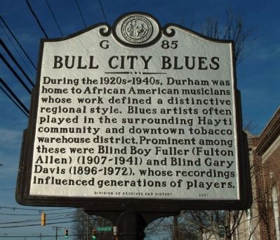 Bull City Blues Marker image. Click for full size.