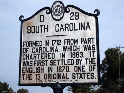 South Carolina / North Carolina Marker. Click for full size. South Carolina / North Carolina Marker image. Click for full size.