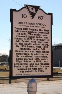 Burke High School Marker, reverse side image. Click for full size.