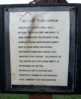 40 Cubic Yard Dipper Marker image. Click for full size.