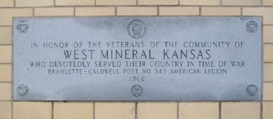 West Mineral War Memorial Marker. Click for full size. West Mineral War Memorial Marker image. Click for full size.