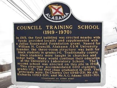 Councill Training School Marker (Side A) image. Click for full size.