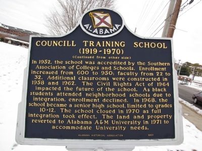 Councill Training School Marker (Side B) image. Click for full size.
