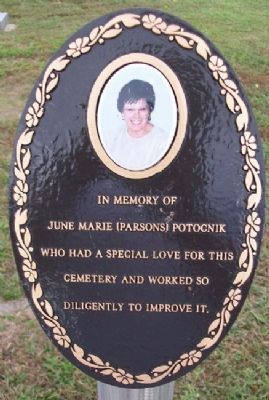 June Marie (Parsons) Potocnik Memorial Marker. Click for full size. June Marie (Parsons) Potocnik Memorial Marker image. Click for full size.