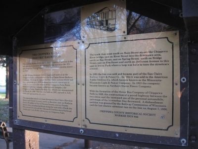 The Chippewa Valley Electric Railway Co. Marker. Click for full size. The Chippewa Valley Electric Railway Co. Marker image. Click for full size.