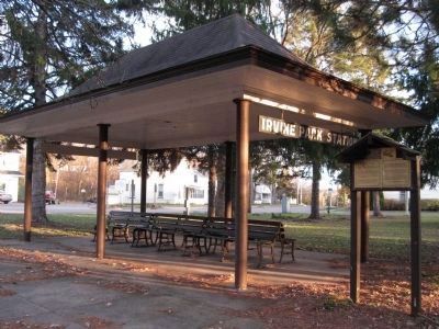Railway Waiting Shelter and Marker. Click for full size. Railway Waiting Shelter and Marker image. Click for full size.