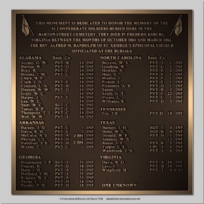 Barton Street Confederate Monument Marker. Click for full size. Barton Street Confederate Monument Marker image. Click for full size.
