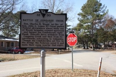 Battle of Congaree Creek Marker, looking back north along New State Road image. Click for full size.
