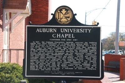 Auburn University Chapel Marker (Side B) image. Click for full size.
