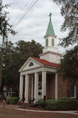 Present day Bluffton United Methodist Church and Marker image. Click for full size.
