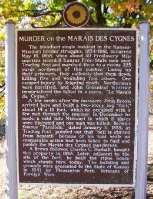 Murder on the Marais des Cygnes Marker image. Click for full size.
