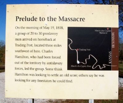 Marais des Cygnes Massacre SHS Trail Marker 5 image. Click for full size.