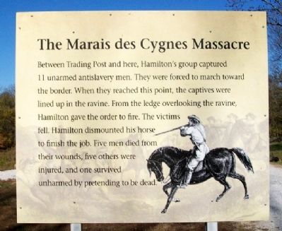 Marais des Cygnes Massacre SHS Trail Marker 6 image. Click for full size.