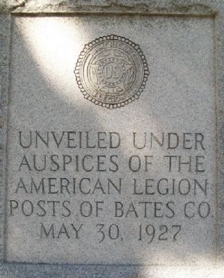 Bates County World War I Memorial Sponsor. Click for full size. Bates County World War I Memorial Sponsor image. Click for full size.