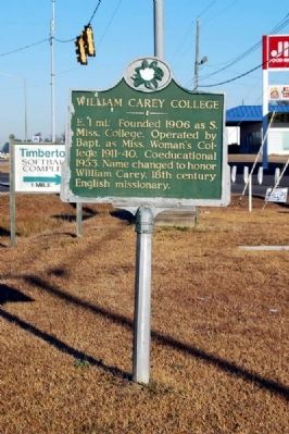 William Carey College Marker. Click for full size. William Carey College Marker image. Click for full size.