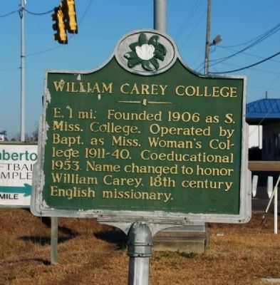 William Carey College Marker image. Click for full size.