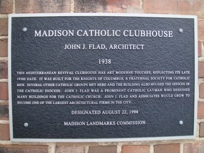 Madison Catholic Clubhouse Marker image. Click for full size.