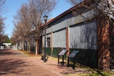Building a Nation Marker amid the former warehouses in the Camden Depot courtyard image. Click for full size.