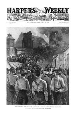 The Homestead riot: the Pinkerton men leaving the barges after the surrender. image. Click for full size.