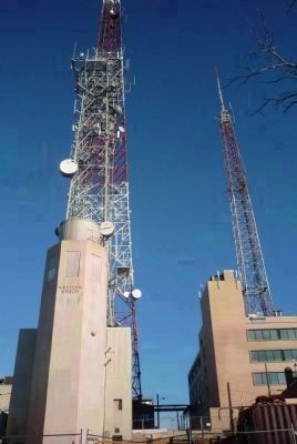 Western Unions Tenley Tower and the Broadcast House transmission towers image. Click for full size.