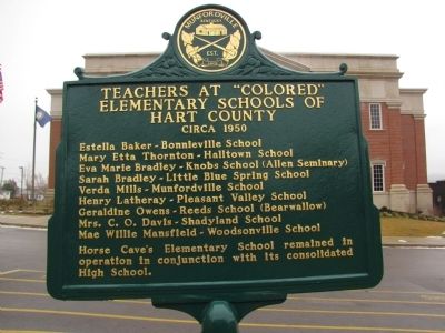 Teachers at "Colored" Elementary Schools of Hart County Circa 1950 Marker image. Click for full size.