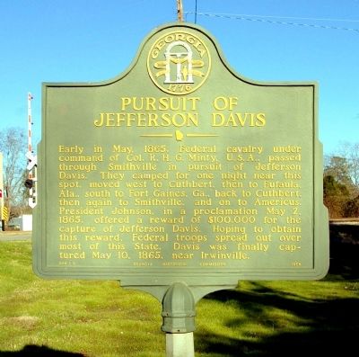 Pursuit of Jefferson Davis Marker image. Click for full size.