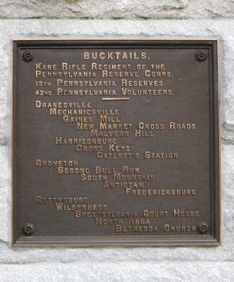 Bucktails Monument Service Plaque. Click for full size. Bucktails Monument Service Plaque image. Click for full size.
