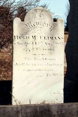 Hugh McClimans Tombstone<br>Carved by T. Walker image. Click for full size.