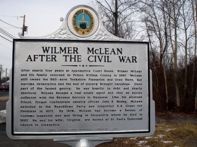 Wilmer McLean after the Civil War Marker image. Click for full size.