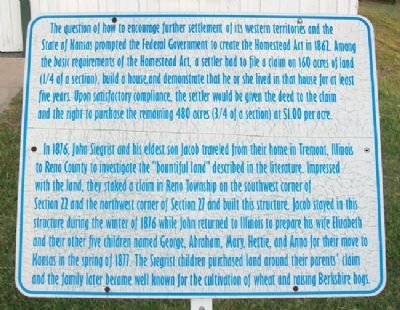 Siegrist Claim House, 1876 Marker. Click for full size. Siegrist Claim House, 1876 Marker image. Click for full size.