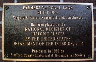 Farmers National Bank NRHP Marker image. Click for full size.