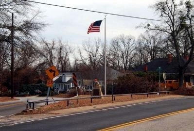 Camp Sevier - In Memory Marker -<br>Pine Knoll Drive in Foreground<br>West Lee Road in Background. Click for full size. Camp Sevier - In Memory Marker -<br>Pine Knoll Drive in Foreground<br>West Lee Road in Background image. Click for full size.