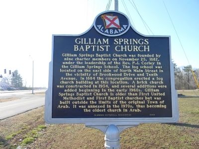 Gilliam Springs Baptist Church Marker image. Click for full size.
