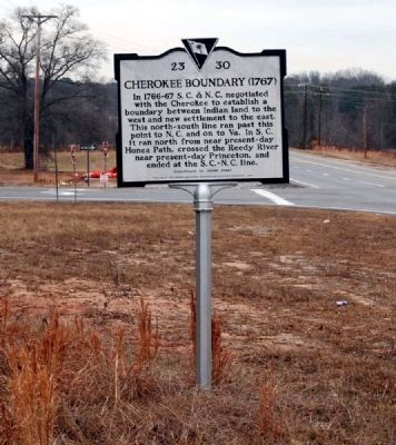 Cherokee Boundary (1767) Marker -<br>Front image. Click for full size.