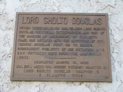 Lord Sholto Douglas Marker image. Click for full size.