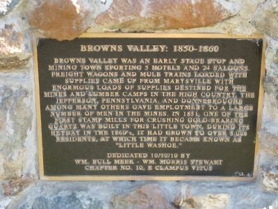 Browns Valley: 1850 – 1860 Marker image. Click for full size.