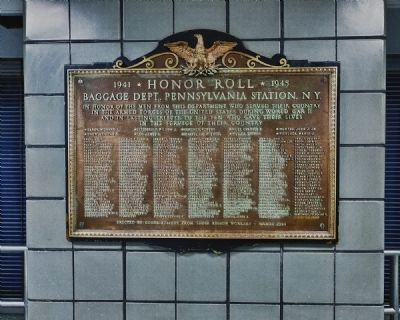 Penn Station Baggage Handler WW II Memorial Plaque image. Click for full size.