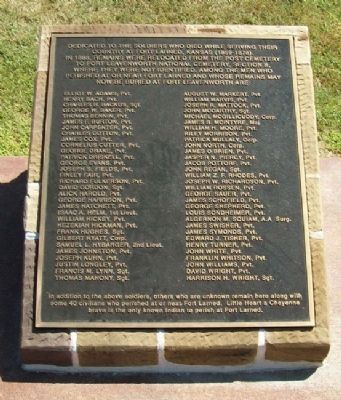 Soldiers Who Died At Fort Larned Marker image. Click for full size.