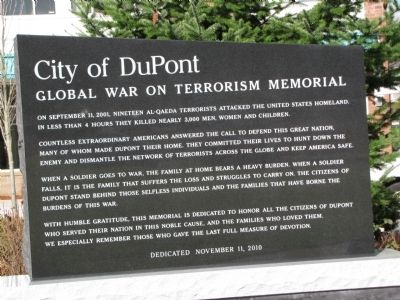 Global War on Terrorism Memorial Marker. Click for full size. Global War on Terrorism Memorial Marker image. Click for full size.