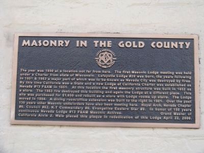 Masonry in the Gold County Marker image. Click for full size.