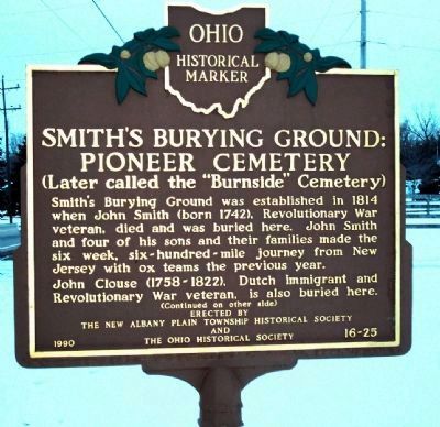 Smith’s Burying Ground : Pioneer Cemetery Marker, Side 1. Click for full size. Smith’s Burying Ground : Pioneer Cemetery Marker, Side 1 image. Click for full size.