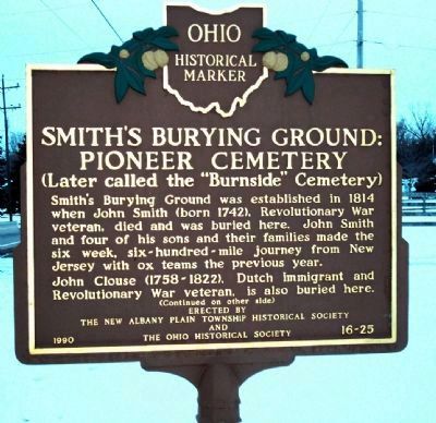 Smith’s Burying Ground : Pioneer Cemetery Marker, Side 1 image. Click for full size.