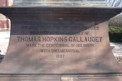 Thomas Hopkins Gallaudet Memorial, west face inscription image. Click for full size.